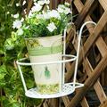 1 Pack Hanging Flower Pot Holder Round Balcony Hanging Railing Planters Basket Metal Plant Pot Holder Hanging Railing Planters for Balcony Garden Porch Fence(White)