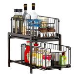 Sensch Under Sink Organizers 2-Tier Spice Rack Cabinet Organizer with Sliding Baskets Pull-Out Rack for kitchen