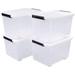 30 L 4 Packs Stackable Plastic Storage Bins with Lids and Wheels Latching Clear Storage Container Box