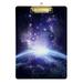 ALAZA Space Galaxy Purple Nebula Clipboards for Kids Student Women Men Letter Size Plastic Low Profile Clip 9 x 12.5 in Silver Clip