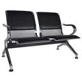 MOWENTA Office Waiting Room Chairs 2-Seat Black PU Leather Reception Guest Chairs for Airport Office Bank Hospital