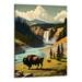 Chilfamy Yellowstone National Park Poster National Park Posters Vintage Travel Posters Abstract Nature Landscape Forest Wall Art Pictures for Bedroom Office Living Room (16x20inch)
