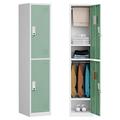 MOWENTA Lockers for Employees 2 Doors Metal Locker Storage Cabinet with Keys and Card Slot - Ideal Storage for Home Office School Gym Shop Fitting Room Locker Room