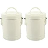 Desktop Trash Can Countertop Garbage for Office Dog Poop Container Penholder Small White Iron 2 Pack