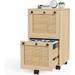 Rolling File Cabinets 2 Drawer File Cabinet with Lock for Home Office Small File Cabinet Printer Stand Wood Rattan Oak File Cabinet Under Desk File Cabinet on Wheels for Folders with Tabs