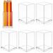 6 Pieces Clear Acrylic Pen Holder Makeup Brush Holder Desktop Holder Desk Goth Accessories Square Stationery Organizer Transparent Pencil Holder Acrylic for Home Office School