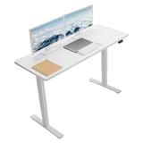 MOWENTA 60-inch Electric Height Adjustable 60 x 24 inch Stand Up Desk White Solid One-Piece Table Top White Frame Home & Office Furniture Sets B0 Series DESK-KIT-W06W
