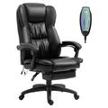 MOWENTA High Back Massage Office Chair with 6-Point Vibration 5 Modes Executive Chair PU Leather Swivel Chair with Reclining Back and Retractable Footrest Black