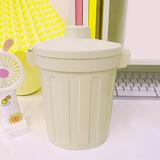 Lloopyting Desktop Trash Can Garbage Storage Box Living Room Coffee Table with Cover Room Decor Desk Organizer White 10.5*13.3*18.5cm