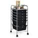 MOWENTA Storage Drawers Cart Classroom Organization 6 Plastic Drawers - Rolling Carts on Wheels Semi-Transparent Utility Cart for School Files Arrangement Storage Organizer Cart (Black)