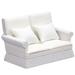 Models Office Decoration Double Chaise Sofa Small Sofa Simulation Sofa Furniture Miniature White Cloth Micro Scene