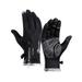 Warm Gloves Thicken Wind-proof Suede Gloves Neoprene Screen Touch Waterproof Gloves for Hiking Camping Cycling Fishing - Size M (Black)