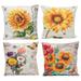 OUNONA 4pcs Modern Sunflower Pattern Sofa Cushion Throw Pillowcase without Pillow
