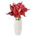 Wmhsylg 13.38-inch 10Packs Artificial Flower - Calla Lily Flower Fake Flowers for Home Office Decor Outdoor Garden Decor Wedding Decor Green Shrubs Garden Porch Silk Flower Red2