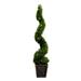 Nearly Natural 45in. UV Resistant Artificial Boxwood Spiral Topiary Tree with LED Lights in Decorative Planter (Indoor/Outdoor)