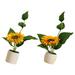 Bookcase Decor Potted Sunflower Artificial Plant Ornaments Table Centerpieces Ceramics 2 Pcs