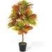 CAPHAUS 30 Inch Artificial Topiary Croton Tree UV Resistant Artificial Plants Faux Bushes and Shrub Fake Trees in Pot w/Dried Moss Artificial Plant for Front Porch Indoor Outdoor