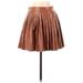 Shein Faux Leather Mini Skirt Mini: Brown Print Bottoms - Women's Size Small Petite