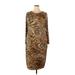 RACHEL Rachel Roy Casual Dress - Sheath Crew Neck Long sleeves: Brown Zebra Print Dresses - Women's Size 2X