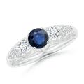 Aeon Vintage Style Sapphire and Diamond Three Stone Engagement Ring