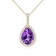 Amethyst Teardrop Pendant with Diamond Halo