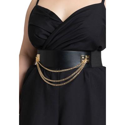 Women's Wide Waist Chain Belt by ELOQUII in Black Onyx (Size 26/28)