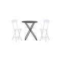 3Pcs Dining Table Set Modern Round Folding Table and Chairs