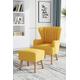 Contemporary Upholstered Wingback Chair and Footstool Set