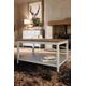 Large Painted Oak Storage Coffee Table Cream Linen