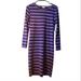 Lularoe Dresses | Lularoe Debbie Longsleeve Stripe Dress Women's Size Extra Small Nwt | Color: Blue/Red | Size: Xs