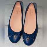 Kate Spade Shoes | Kate Spade New York Leather Willa Bow Ballet Flats. Size 9 | Color: Blue | Size: 9