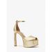 Michael Kors Shoes | Michael Kors Martina Metallic Snake Embossed Leather Peep-Toe Platform Pump 7 | Color: Gold | Size: 7