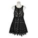 Free People Dresses | Free People Black Lace Floral Overlay Keyhole Back Fit And Flare Dress S | Color: Black/Cream | Size: 2