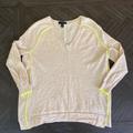 J. Crew Sweaters | Jcrew Sweater, Vneck, Wool, Tan, Beige, Cream, Neon Accents, Oversized, Neutral | Color: Cream | Size: Xs