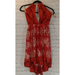 Free People Dresses | Nwt Free People Red Beach Day Mini Size Medium Open Back Halter Dress | Color: Cream/Red | Size: M