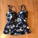 Athleta Swim | Athleta Aqualuxe Square Plunge Blue Floral Tankini Top Size L | Color: Blue/Cream | Size: L