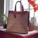 Coach Bags | Coach Field Tote In Signature Canvas W/ Print Tan Truffle Rust With Accessories | Color: Brown/Tan | Size: Os