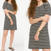 J. Crew Dresses | J. Crew Striped Puff Sleeve Dress Medium Black White Above Knee Cotton Casual | Color: Black/White | Size: M