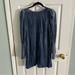 Anthropologie Dresses | Anthropologie Crushed Velvet Velour Long Smocked Sleeve Smocked Dress | Color: Blue | Size: 4