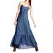 Free People Dresses | Free People Women's Small Blue Boho Chic Button Up Sleeveless Denim Sundress | Color: Blue | Size: S