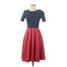 Lularoe Casual Dress - A-Line Crew Neck Short Sleeve: Burgundy Color Block Dresses - Women's Size Small