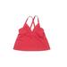 Lands' End Swimsuit Top Red Print V Neck Swimwear - Women's Size 18