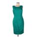 Calvin Klein Casual Dress - Sheath: Teal Jacquard Dresses - Women's Size 12