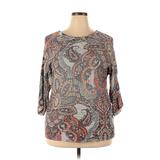 Chico's Pullover Sweater: Gray Paisley Tops - Women's Size X-Large Petite