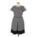 Brooks Brothers 346 Casual Dress - Fit & Flare: Black Stripes Dresses - Women's Size 8