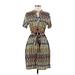 New Directions Casual Dress - Shirtdress: Yellow Print Dresses - Women's Size Medium