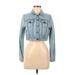 GJG Denim Denim Jacket: Mid-Length Blue Print Jackets & Outerwear - Women's Size Medium