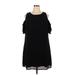 City Streets Casual Dress - Shift Cold Shoulder Short sleeves: Black Solid Dresses - Women's Size 18