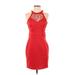 Guess Cocktail Dress - Mini Halter Sleeveless: Red Print Dresses - New - Women's Size 2