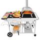 GRILL FORCE Pizza Oven Table with Pizza Topping Station for Ooni Movable Pizza Oven Stand Grill Table Stand Outdoor Prep Cart Portable Dining Table Fit for Ooni Karu 12,Karu 16,Koda 12,Koda 16,Fyra 12